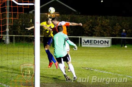10/03/2015. Guildford City v Hartley Wintney. City's Anthony BAKER scores his Hat Trick