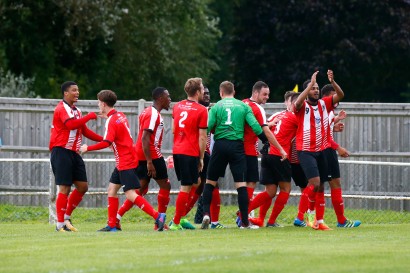 2008/2017 Guildford City FC v Camberley Town. FA Cup. City 4-0 Winners. City's Dan STEWART scores City's second goal