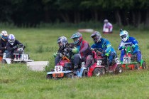 22/06/2019 From Paul Burgman/Press-Photos.com. Action from the British Lawn Mower Racing from Newdigate, Surrey. Samual Relf (80) leads Dean Fuller & Daniel Jones